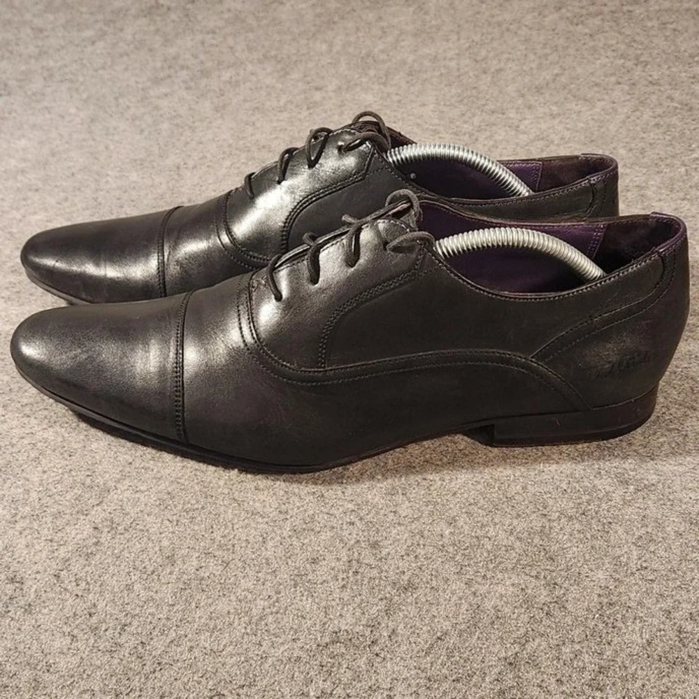 Ted Baker ROGER 2 Shoes Mens Size 11.5 Black Leather Cap Toe Oxford Dress Formal
